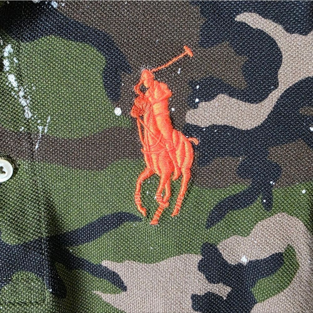 Polo Ralph Lauren Boys Camo Paint Splatter Mesh Polo Shirt Toddler Size 3T - Picture 3 of 5